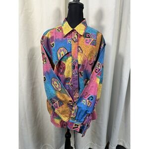 Thomas‎ Louis Habeeb South Cross Vintage Multi Color Button Up USA Women Size L